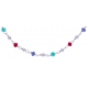 Bracelet argent rhodié 2g - perles multicolores - 17+3cm