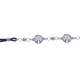 Bracelet argent rhodié 2,5g - arbres de vie - cordon bleu foncé - 17+3cm