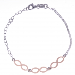 Bracelet argent rhodié 2,2g - 2 tons - infinis - 17+3cm