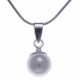 Collier argent rhodié 3,1g - perle blanche syntéhtique - 40cm