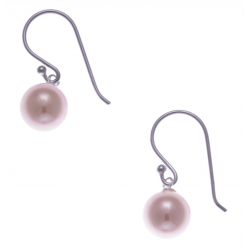 Boucles d'oreilles argent rhodié 0,7g - perle rose synthétique