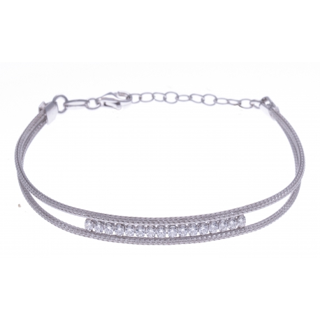 Bracelet argent rhodié 3,5g - cristaux - 16+3cm