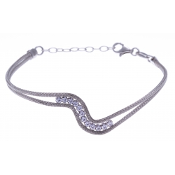 Bracelet argent rhodié 3,5g - cristaux - 16+3cm