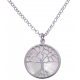 Collier argent rhodié 4,7g - nacre blanche - arbre de vie diamètre 18mm - longueur 40+5cm