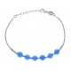 Bracelet argent rhodié 4,2g - 6 billes agathe bleue 6mm - 17+3cm