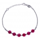 Bracelet argent rhodié 4,2g - 6 billes agathe fushia 6mm - 17+3cm