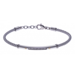 Bracelet acier - câble acier - or jaune 18KT 0,03gr - 19,5+15cm