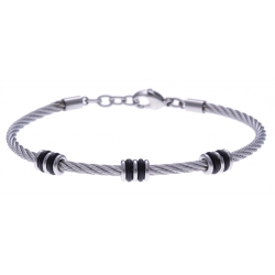 Bracelet acier - 2 tons - câble acier - 19,5+1,5cm  - réglable