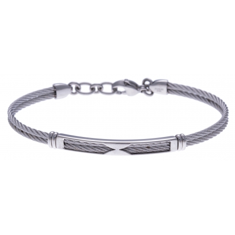 Bracelet acier - 2 câbles acier - 19,5+1,5cm