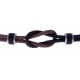 Bracelet acier - 3 tons - câble acier noir et marron - nud marin - 19,5+1,5cm