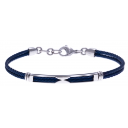 Bracelet acier - 2 câbles acier bleu - 19,5+1,5cm