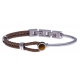 Bracelet acier - câble acier marron - cabochon il de tigre - 19,5+1,5cm - réglable