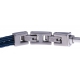 Bracelet acier - câble acier bleu - cabochon lapis lazuli - 19,5+1,5cm - réglable