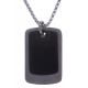 Collier acier 2 plaques - 1 plaque couleur acier 30x20mm - 1 plaque couleur acier noir 25x15mm - chaîne acier 50cm