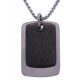 Collier acier 2 plaques - 1 plaque couleur acier 30x20mm - 1 plaque couleur acier noir 25x15mm - chaîne acier 50cm