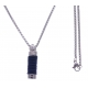 Collier acier 2 tons - 2 câble blancs - corde bleu foncée - 50cm