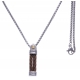 Collier acier 2 tons - 2 câbles en acier marron - vis en or jaune 18KT 0,02gr - 50cm