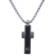 Collier acier 2 tons - acier et noir - croix 25x10mm - vis - 50 CM