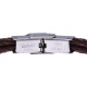 Bracelet acier - cuir italien marron - cordon marron - 21,5cm - réglable