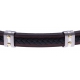 Bracelet acier - cuir tressé noir - cuir marron - or jaune 18KT 0,06gr - 21,5cm - réglable