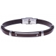 Bracelet acier - cuir italien marron  -  vis -21,5cm - réglable