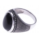 Bague en argent rhodié 8,4g - 2 tons - onyx - T56 à 70