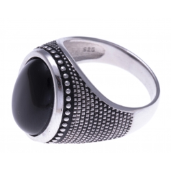 Bague en argent rhodié 8,4g - 2 tons - onyx - T56 à 70