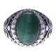 Bague en argent rhodié 7,2g - 2 tons - malachite - T56 à 70