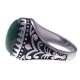 Bague en argent rhodié 7,2g - 2 tons - malachite - T56 à 70