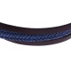 Bracelet acier - cuir italien marron - jeans tressé véritable - 21,5cm - réglable