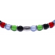 Bracelet acier - verre de murano - tons verts,blancs et noir et rouge - élastique - 20cm