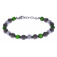Bracelet acier - verre de murano - tons verts,blancs et gris - 19+4cm