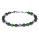 Bracelet acier - verre de murano - tons verts,blancs et gris - 19+4cm