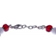 Bracelet acier - verre de murano - tons rouges,blancs et gris - 19+4cm