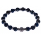 Bracelet acier pour homme - élastique - jaspe impériale teintée bleue - composants acier - 21cm