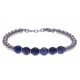 Bracelet acier - 6 billes sodalite 8mm - 19+4cm