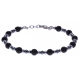 Bracelet acier 2 tons - pierre de lave - hématite enrobée - 19+4cm