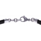 Bracelet acier - cuir noir italien - cable noir - 19+4cm