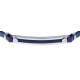 Bracelet acier - cuir bleu italien - câble bleu - 19+4cm