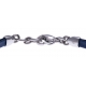 Bracelet acier - cuir bleu italien - câble bleu - 19+4cm