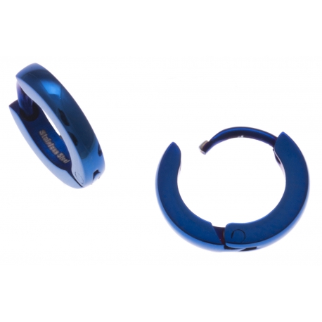 Créoles acier bleu  - diamètre 1cm