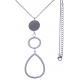 Collier en acier - 2 ronds + goutte - hauteur pendentif 7cm - longueur chaîne 45+7cm