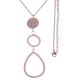 Collier en acier rosé - 2 ronds + goutte - hauteur pendentif 7cm - longueur chaîne 45+7cm