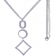 Collier en acier - 2 ronds + goutte - hauteur pendentif 6cm - longueur double chaîne 45+7cm