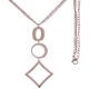 Collier en acier rosé - 2 ronds + goutte - hauteur pendentif 7cm - longueur double chaîne 45+7cm