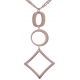 Collier en acier rosé - 2 ronds + goutte - hauteur pendentif 7cm - longueur double chaîne 45+7cm