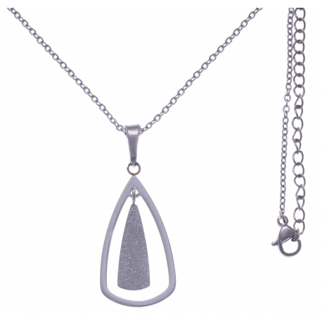 Collier en acier - hauteur pendentif 3cm - longueur chaîne 45+7cm