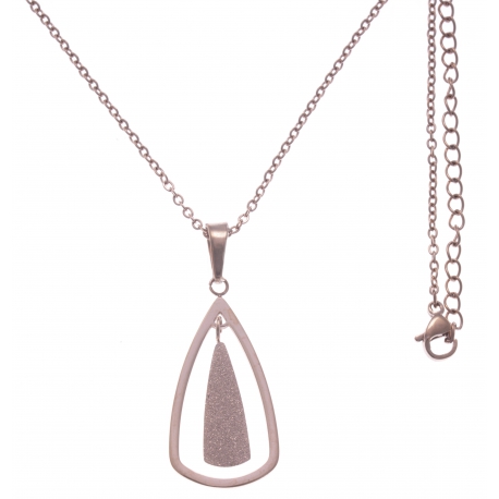 Collier en acier rosé - hauteur pendentif 3cm - longueur chaîne 45+7cm