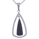 Collier en acier 2 tons - noir et couleur acier - hauteur pendentif 3cm - longueur chaîne 45+7cm