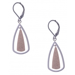 Boucles d'oreille en acier 2 tons - rosé et couleur acier - hauteur 2,5cm